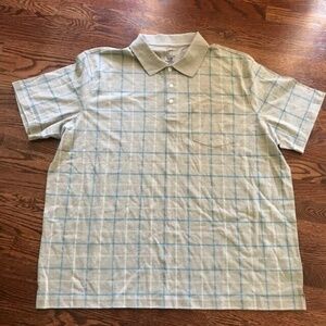 MEN'S GEORGE TAN/BROWN PLAID SHORT SLEEVE COLLARED POLO SHIRT Sz. 2XL XXL NWOT